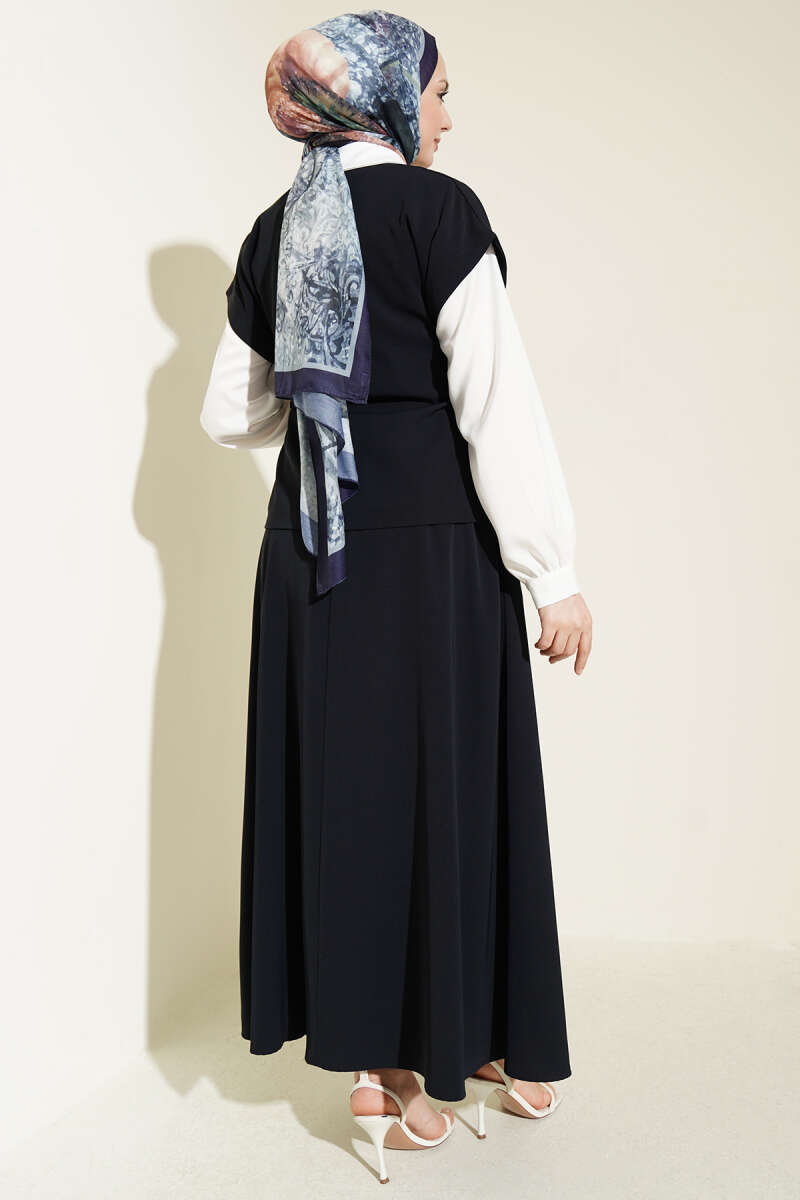 Skirt Two-Piece Set with Side Ties - Navy