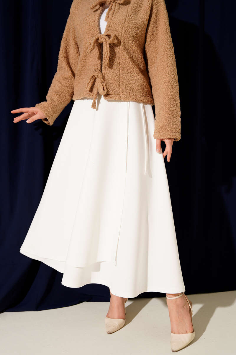 Scuba Skirt with Side Tie - White