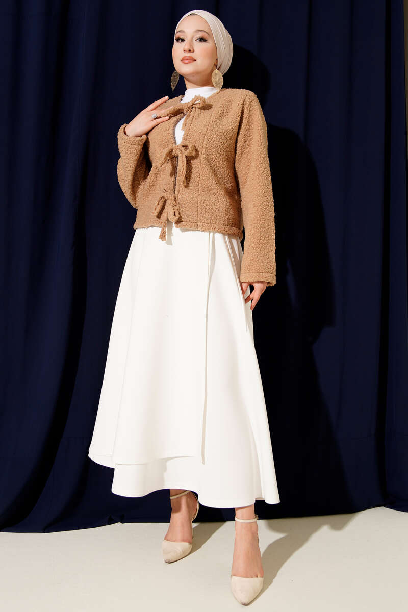 Scuba Skirt with Side Tie - White