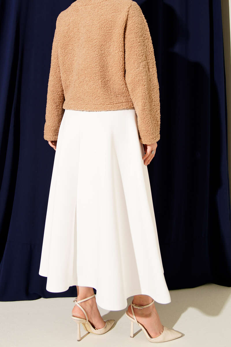 Scuba Skirt with Side Tie - White
