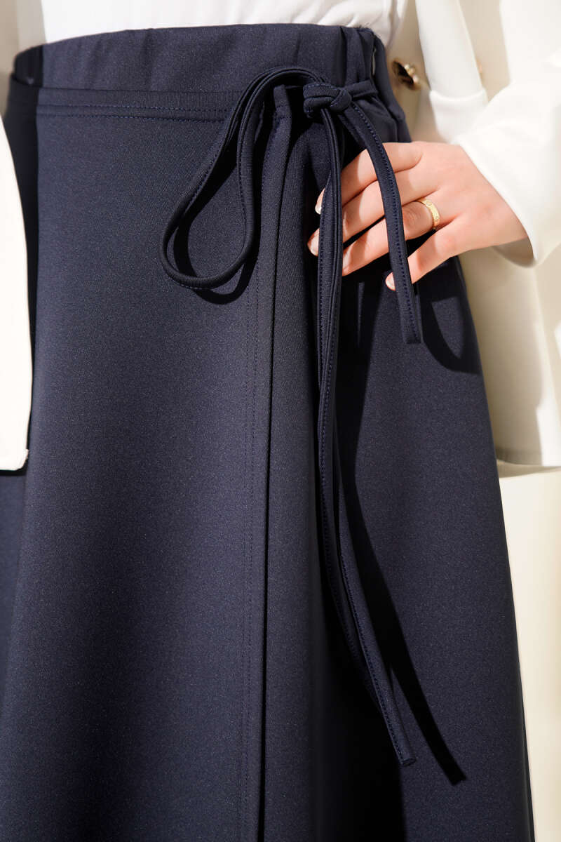 Scuba Skirt with Side Tie - Navy