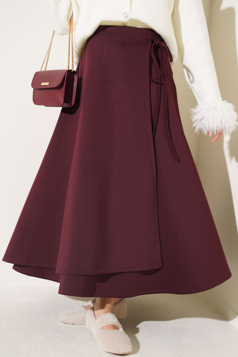 Scuba Skirt with Side Tie - Plum