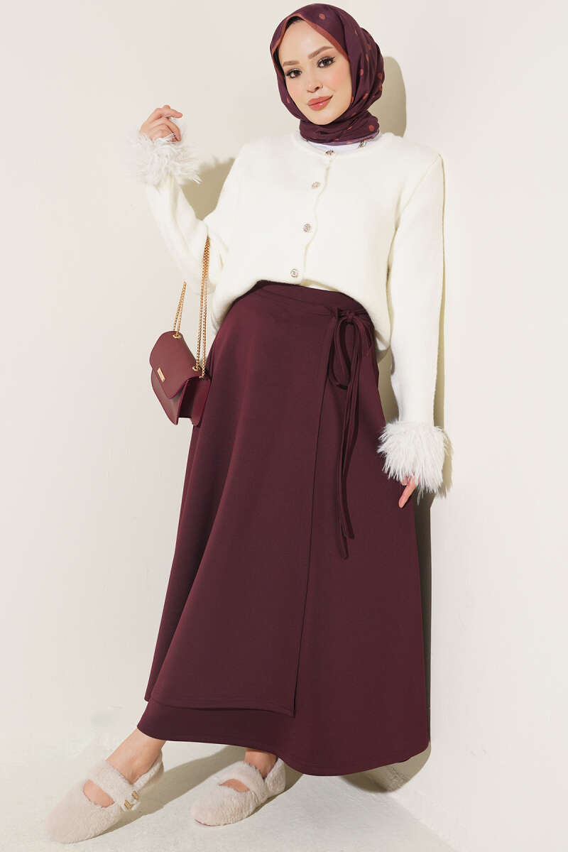 Scuba Skirt with Side Tie - Plum