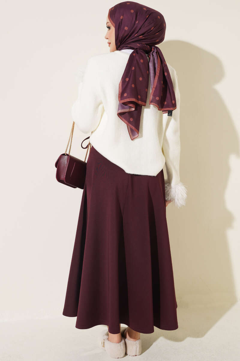 Scuba Skirt with Side Tie - Plum