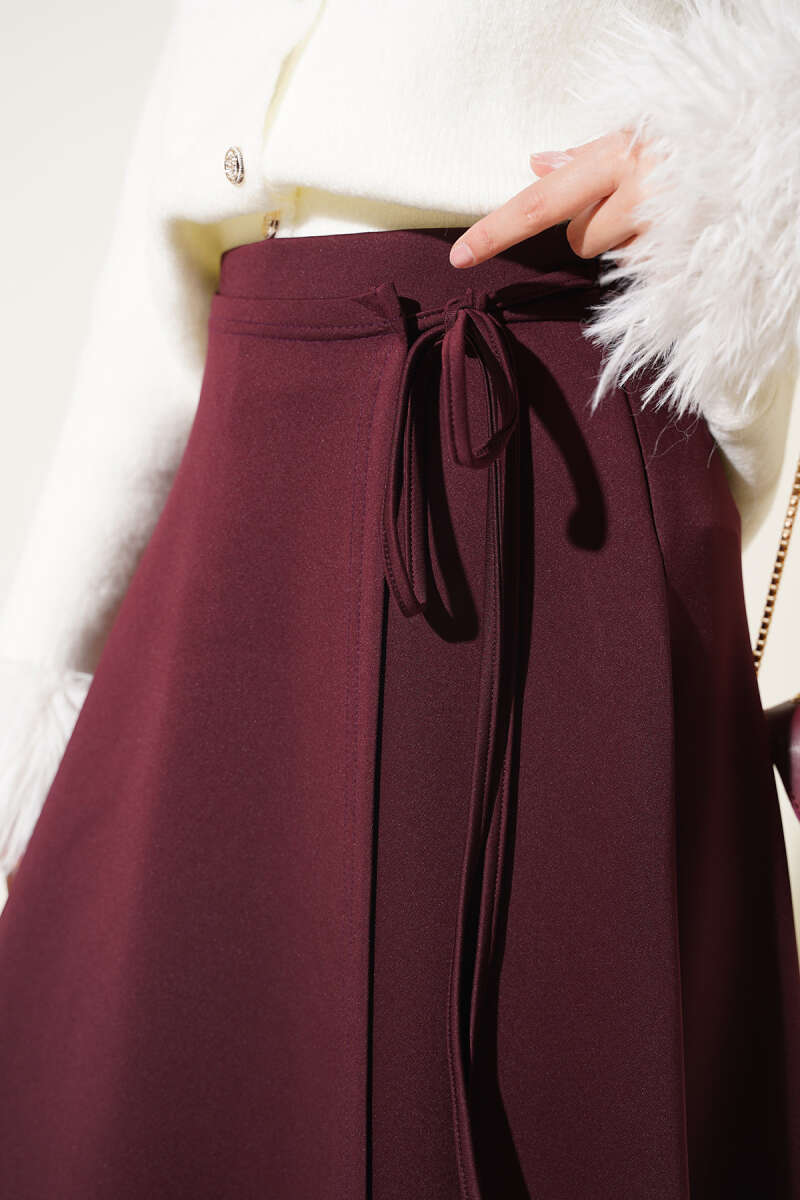 Scuba Skirt with Side Tie - Plum