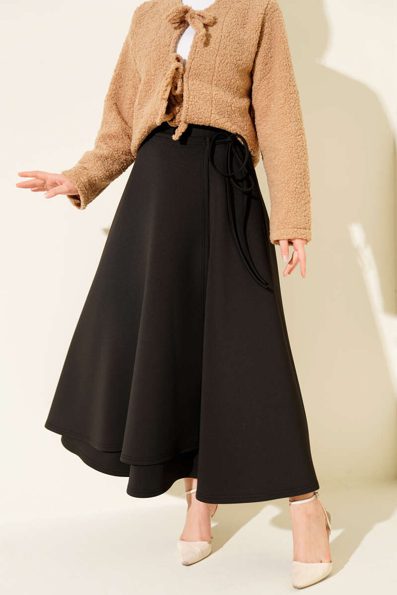 Scuba Skirt with Side Tie - Black