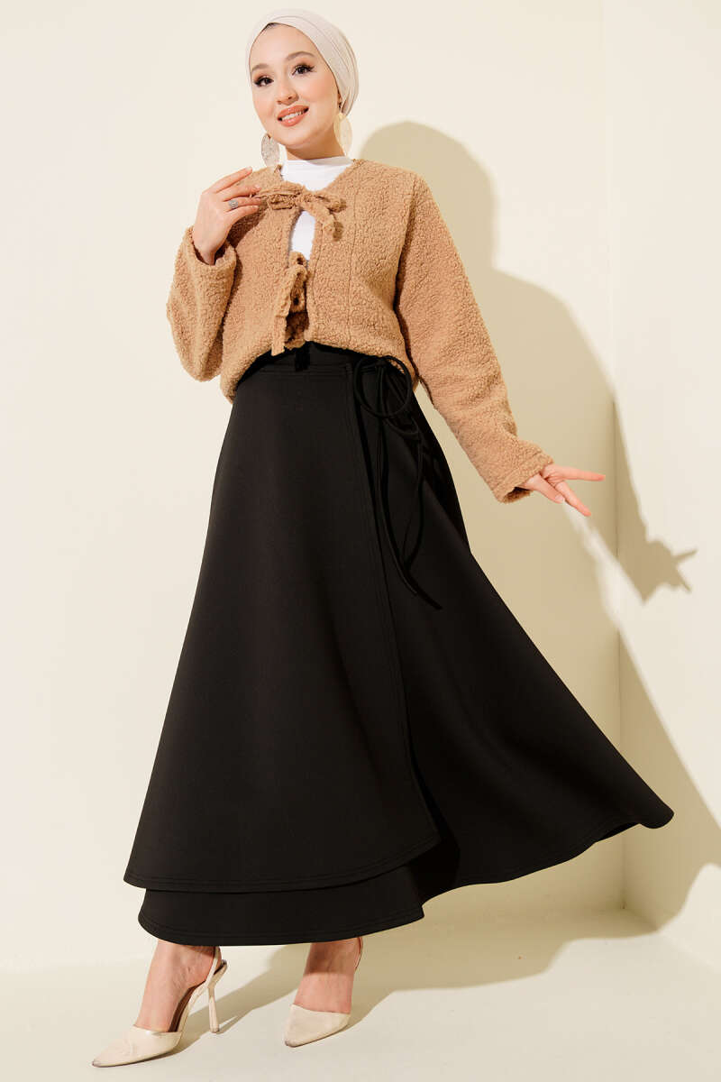 Scuba Skirt with Side Tie - Black