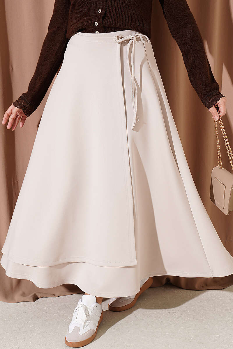 Scuba Skirt with Side Tie - Stone