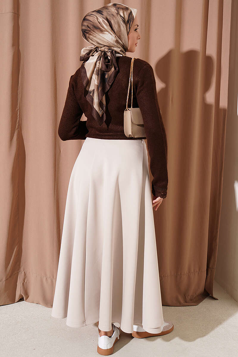 Scuba Skirt with Side Tie - Stone