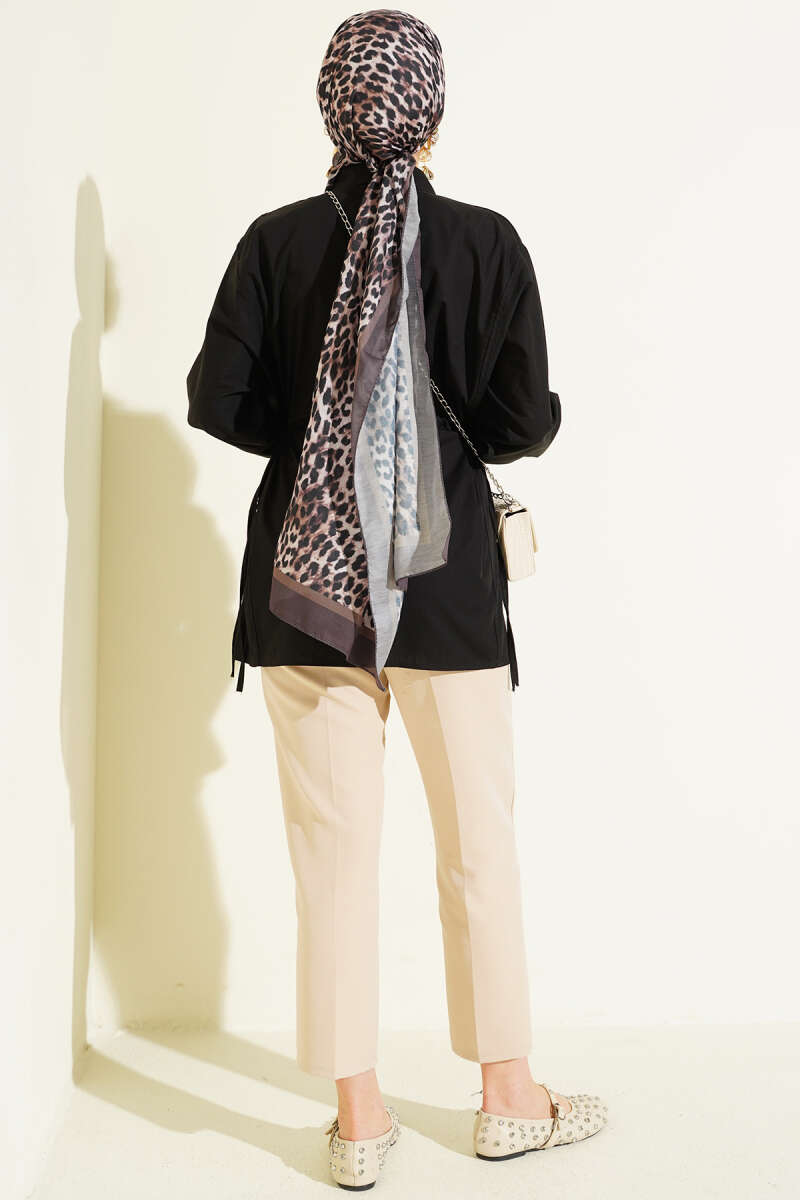 Basic Shirt with Side Ties - Black