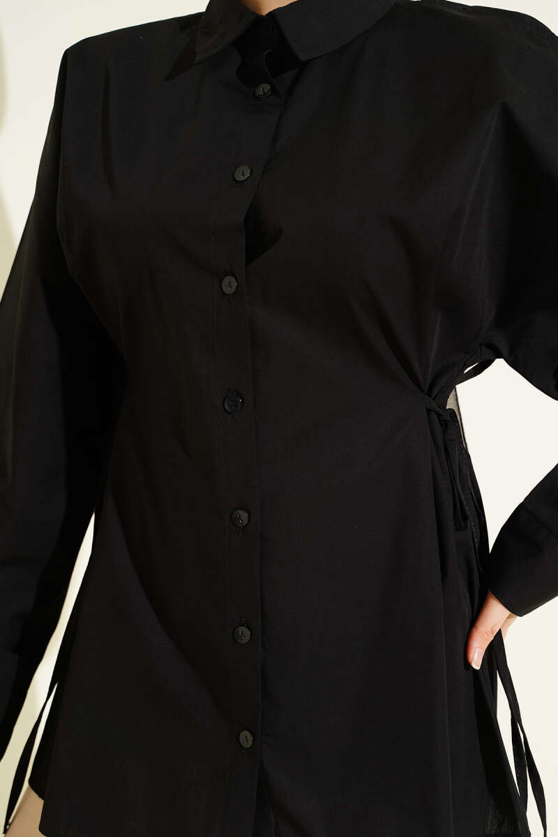 Basic Shirt with Side Ties - Black