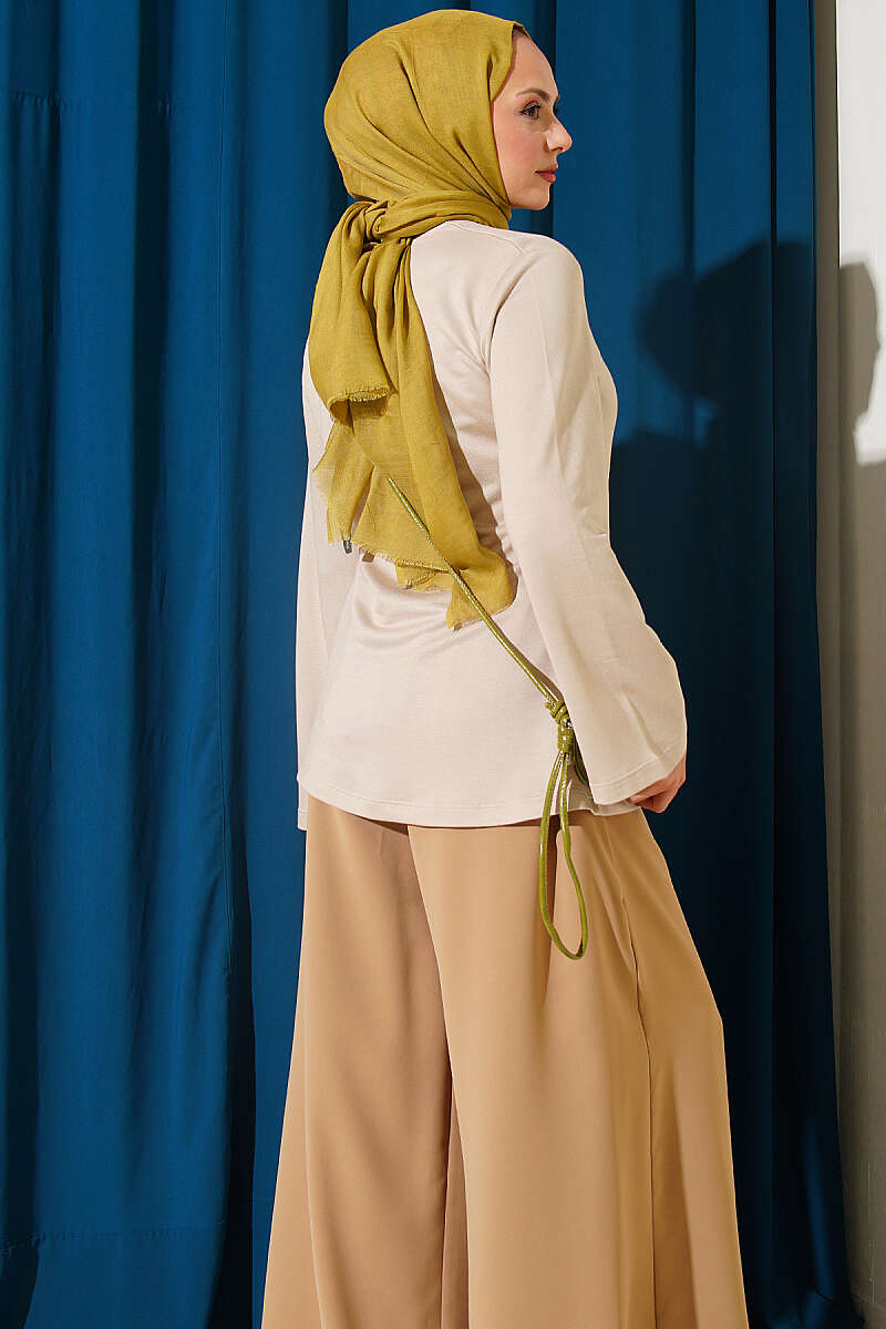 Tunic with Side Drawstring - Beige
