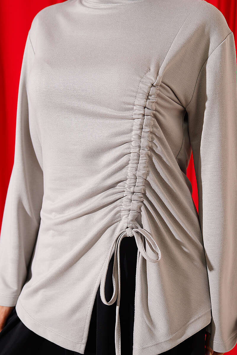 Tunic with Side Drawstring - Grey