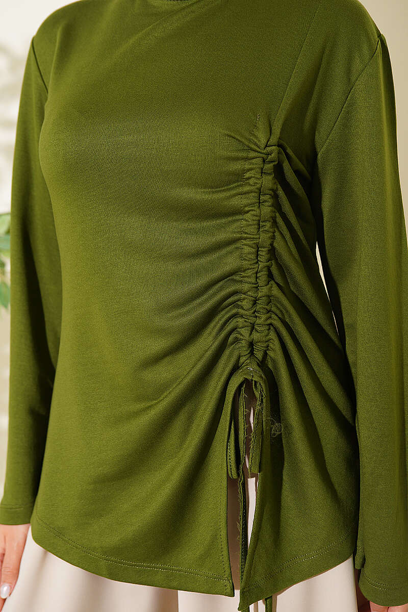 Tunic with Side Drawstring - Khaki