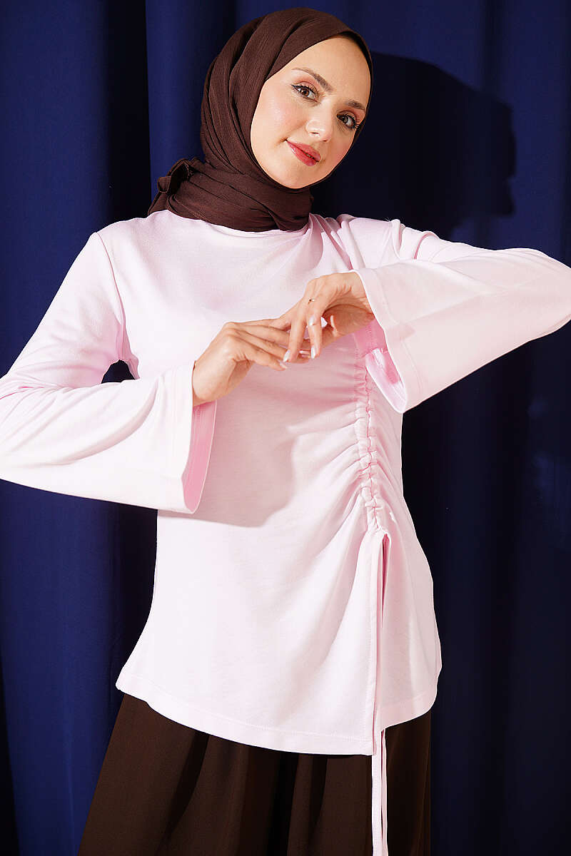 Tunic with Side Drawstring - Pink
