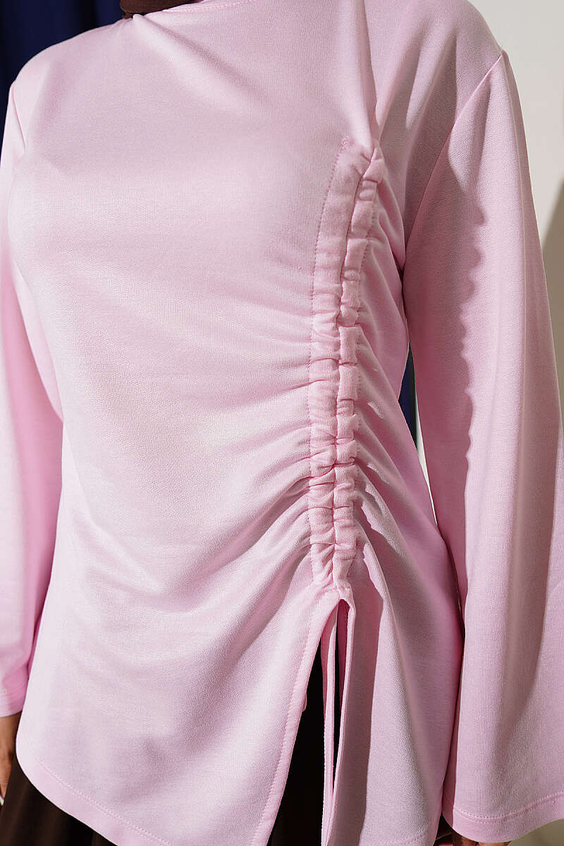 Tunic with Side Drawstring - Pink