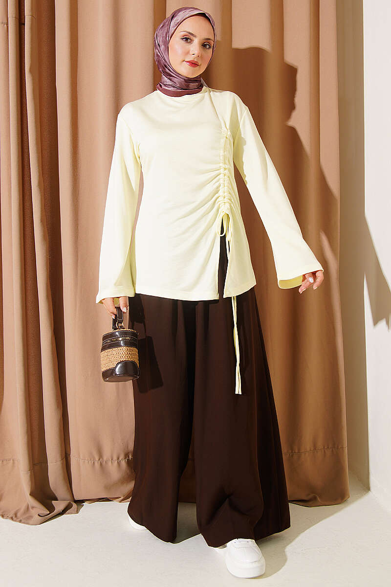 Tunic with Side Drawstring - Yellow
