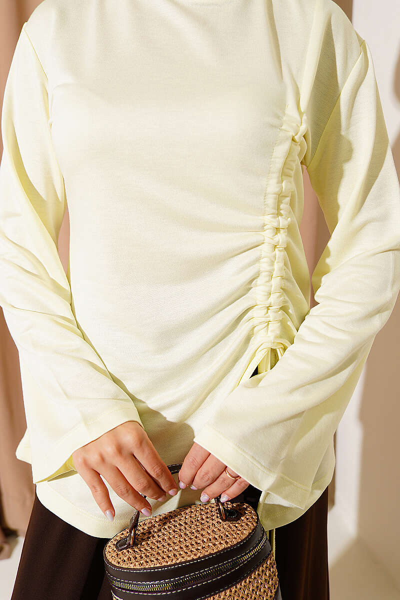 Tunic with Side Drawstring - Yellow