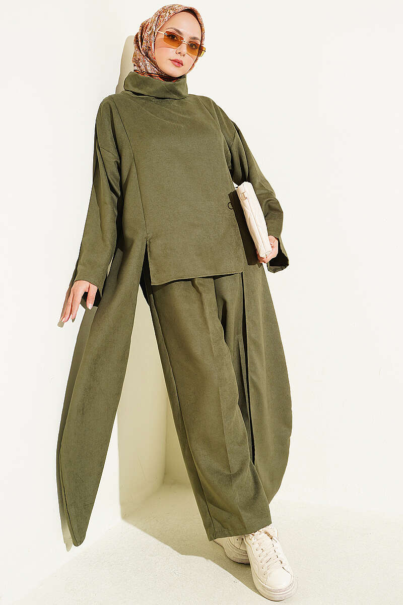 Two-Piece Set with Side Panels - Khaki