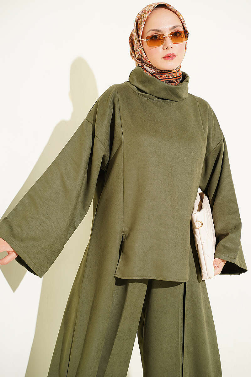 Two-Piece Set with Side Panels - Khaki