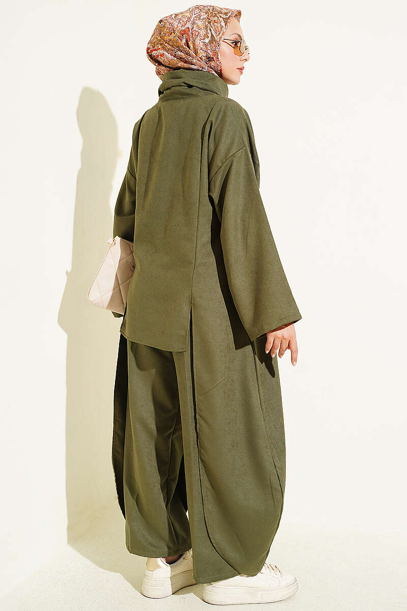Two-Piece Set with Side Panels - Khaki