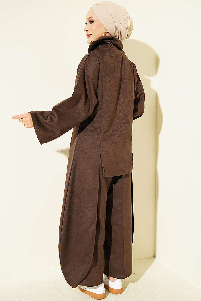 Two-Piece Set with Side Panels - Brown