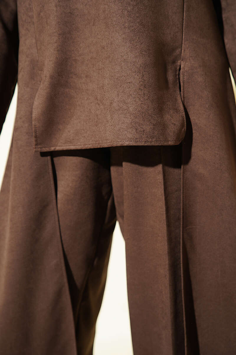 Two-Piece Set with Side Panels - Brown