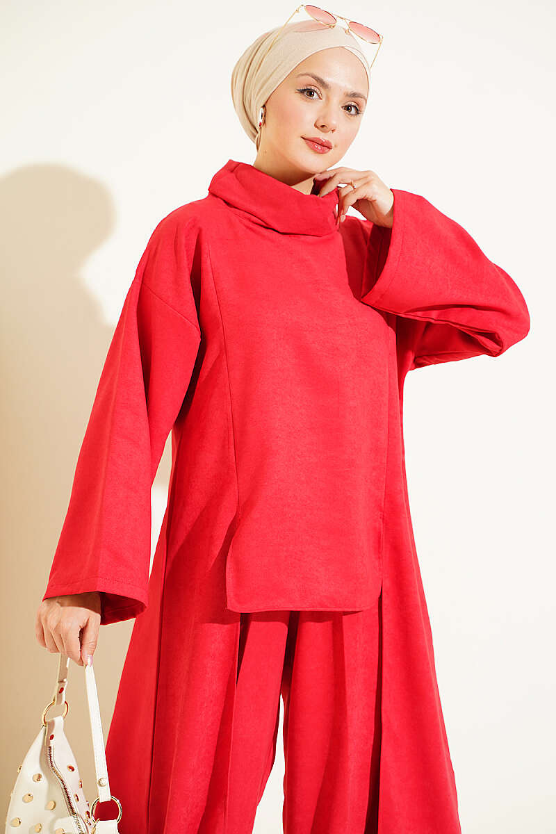 Two-Piece Set with Side Panels - Red