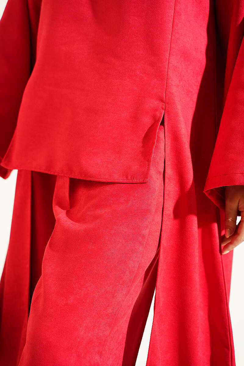 Two-Piece Set with Side Panels - Red
