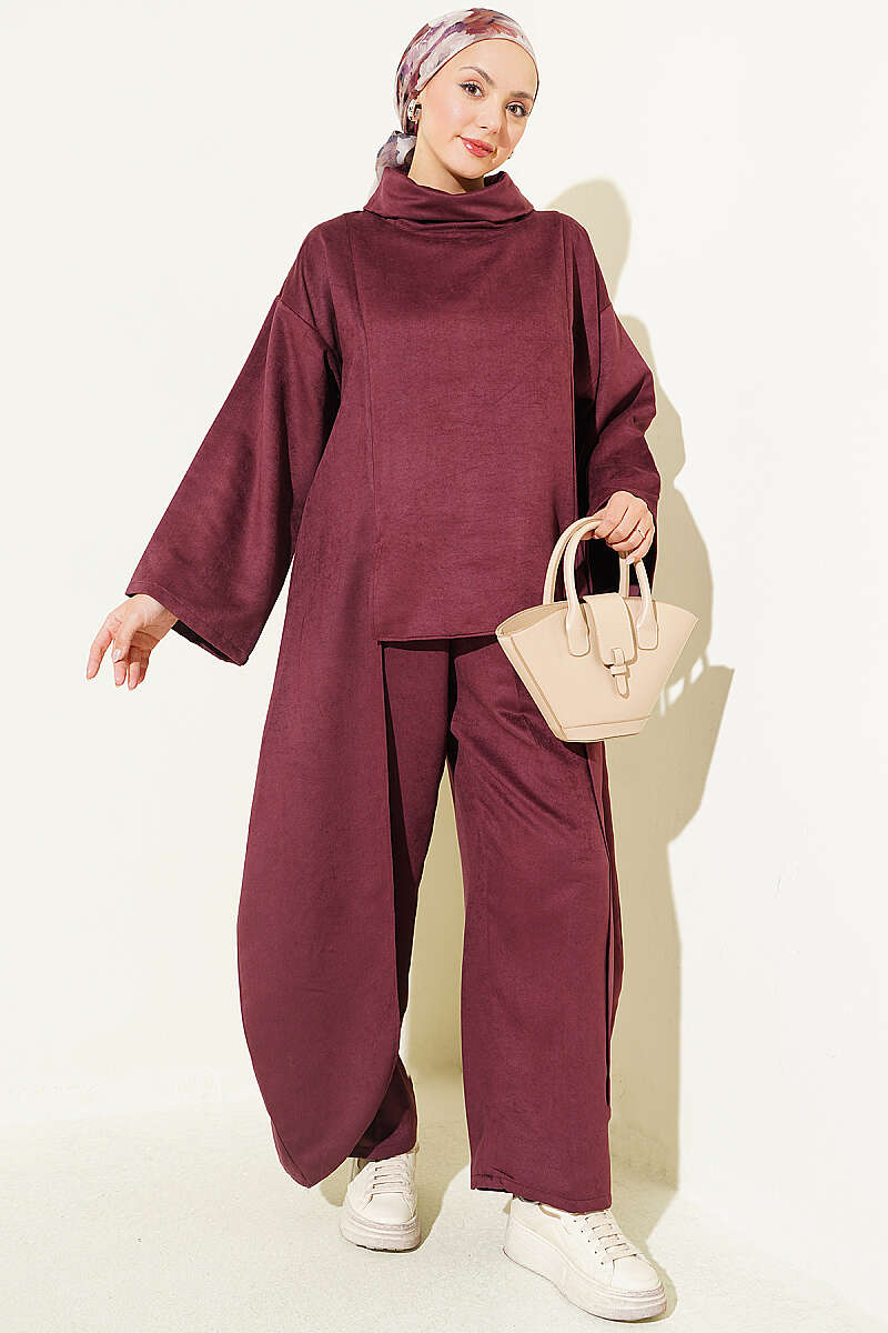 Two-Piece Set with Side Panels - Plum