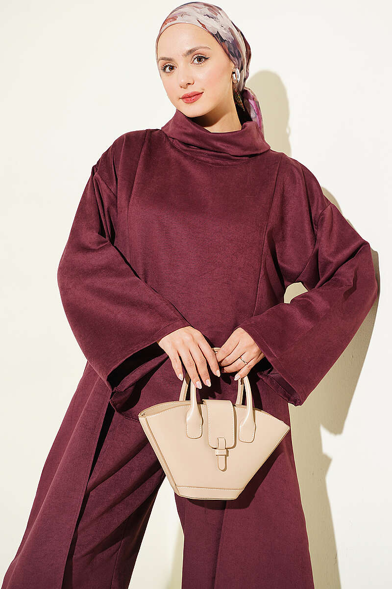 Two-Piece Set with Side Panels - Plum