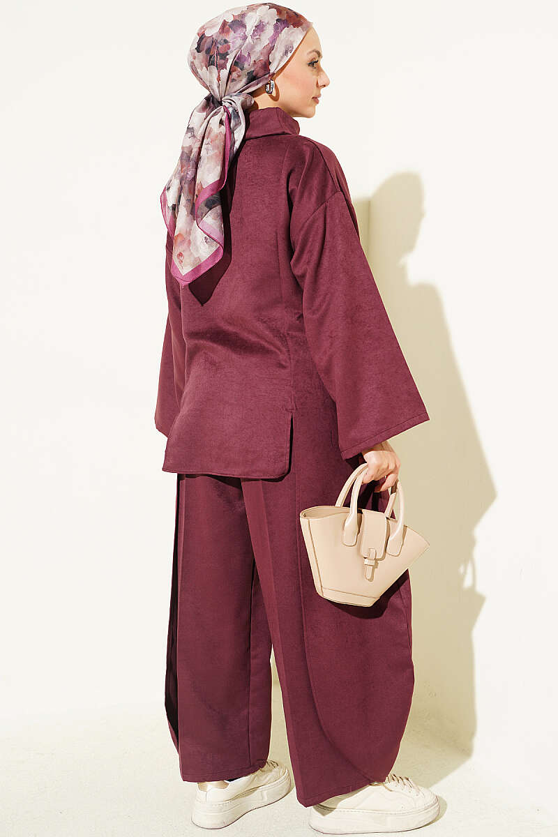 Two-Piece Set with Side Panels - Plum