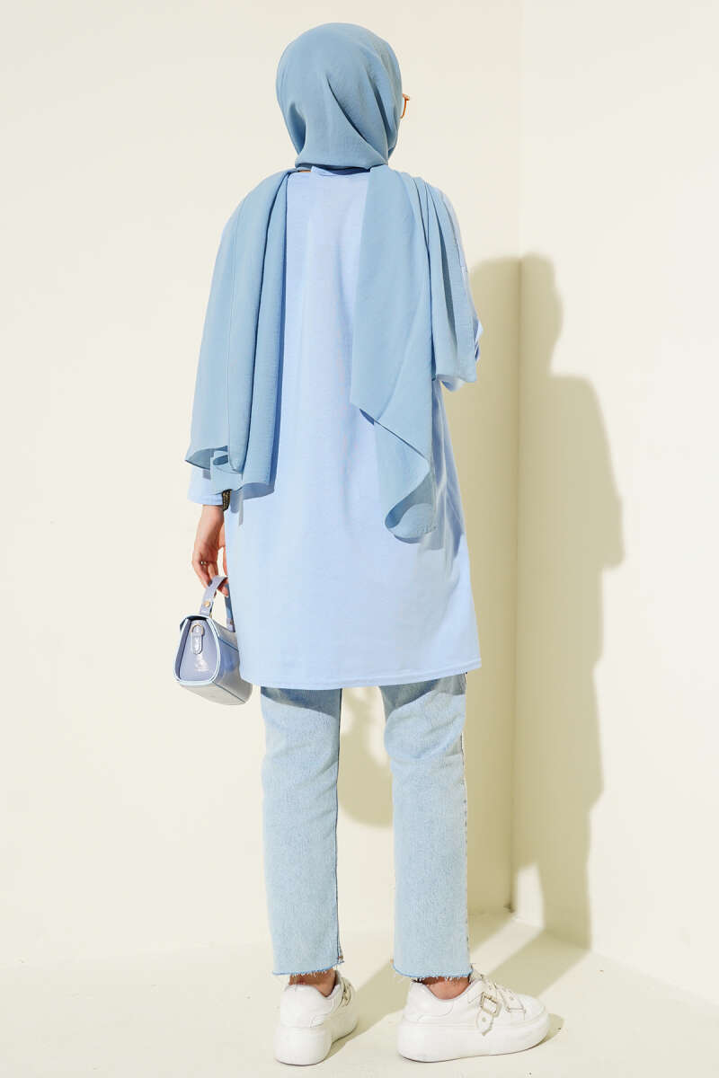 Basic Tunic with Side Slits - Light Blue