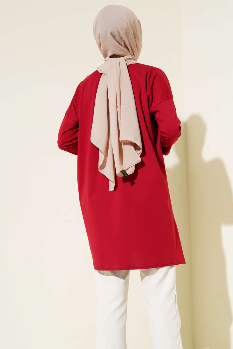 Basic Tunic with Side Slits - Burgundy