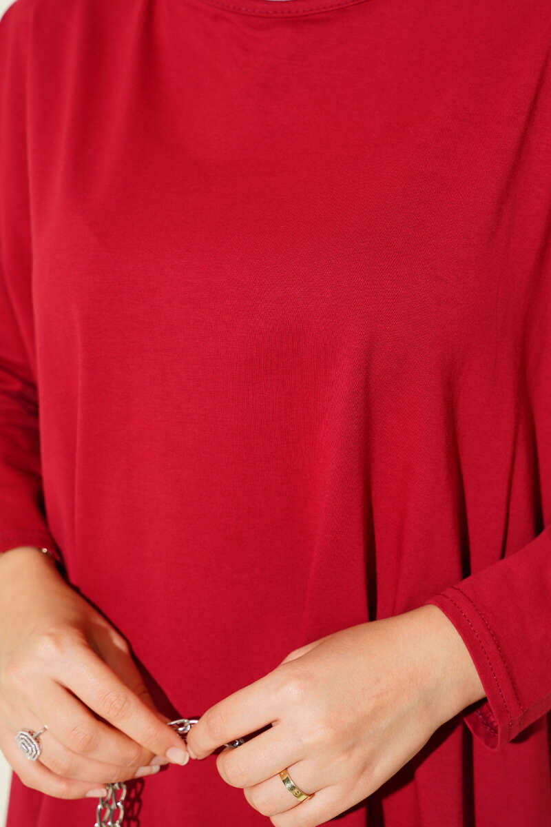Basic Tunic with Side Slits - Burgundy
