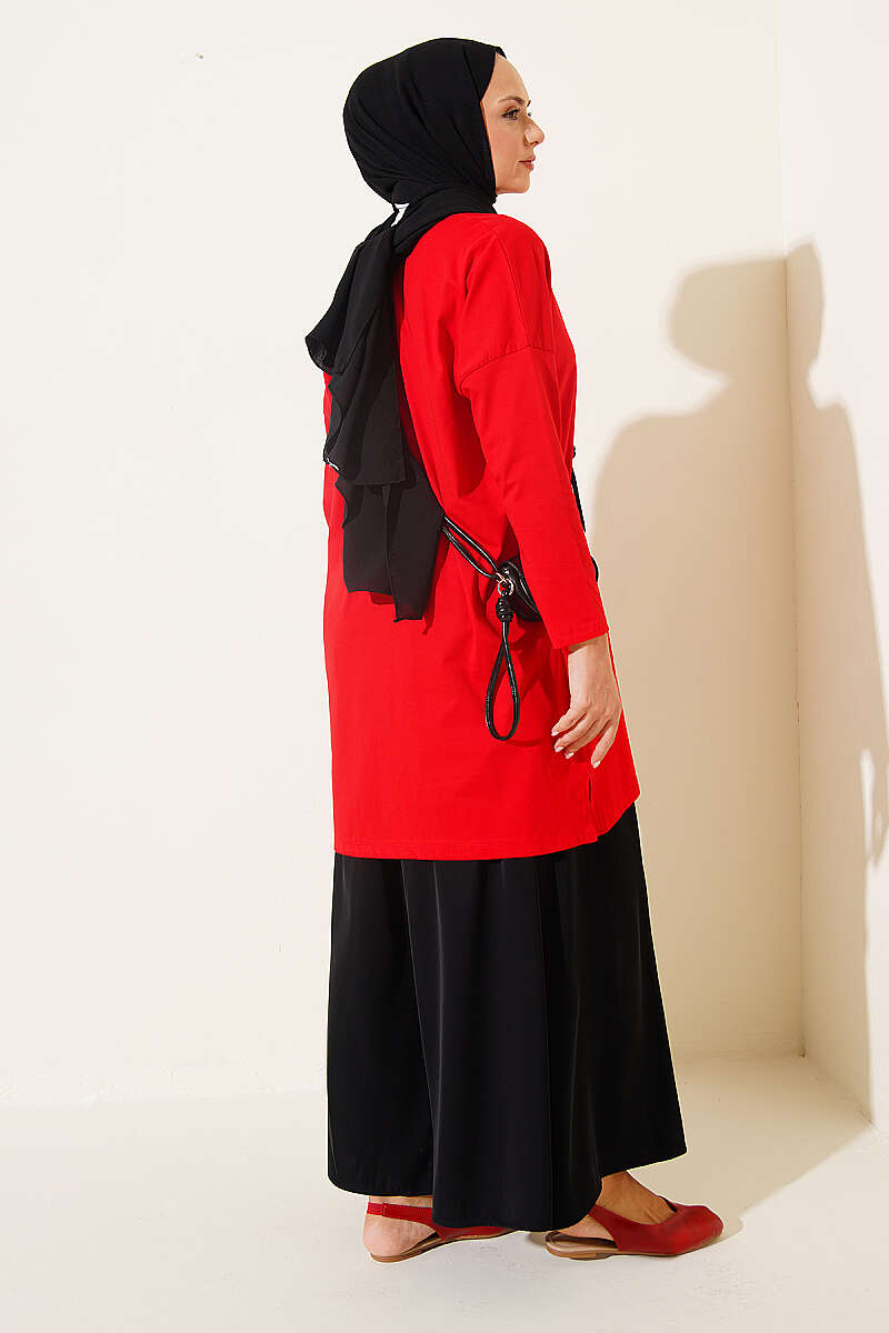 Basic Tunic with Side Slits - Red