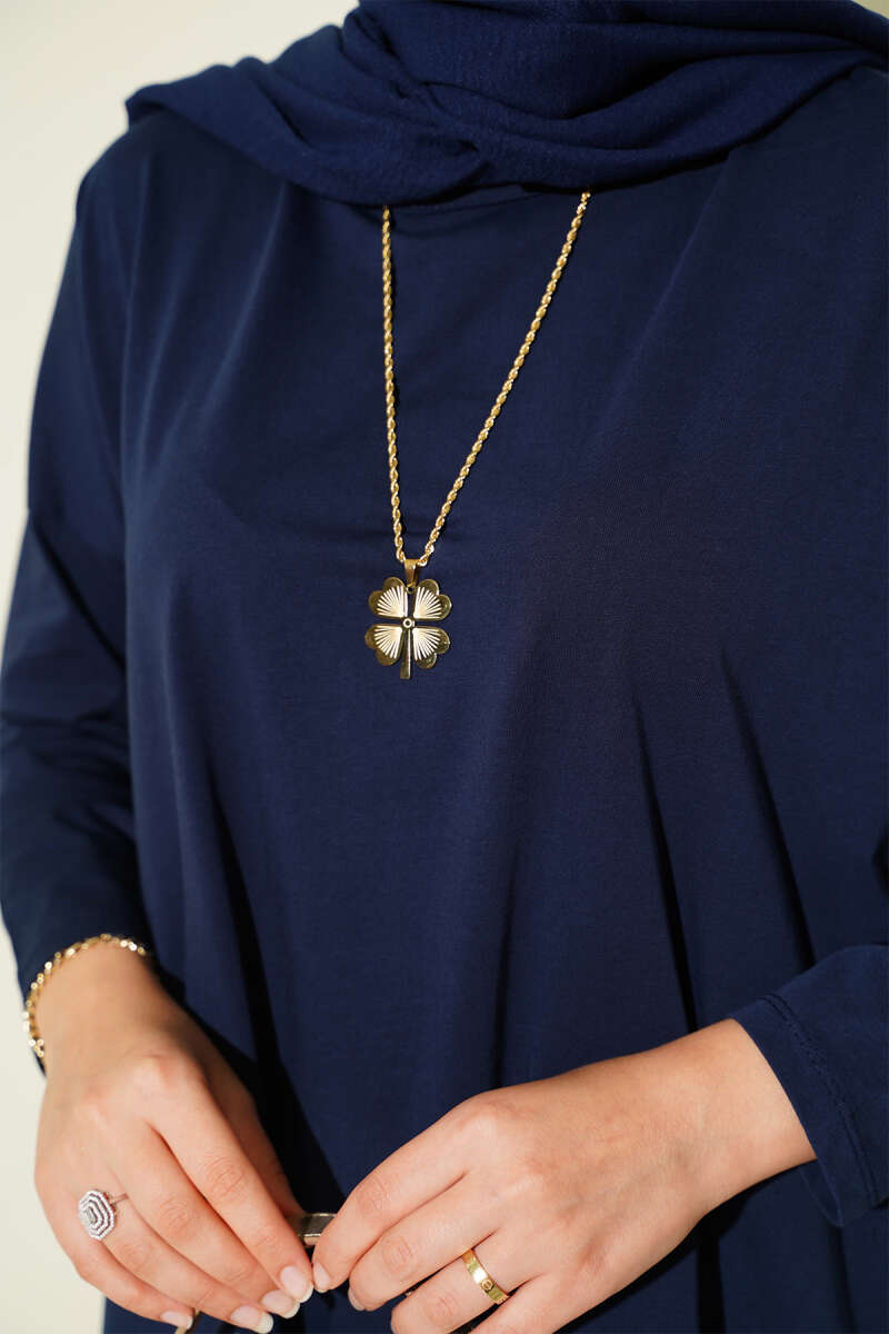 Basic Tunic with Side Slits - Navy