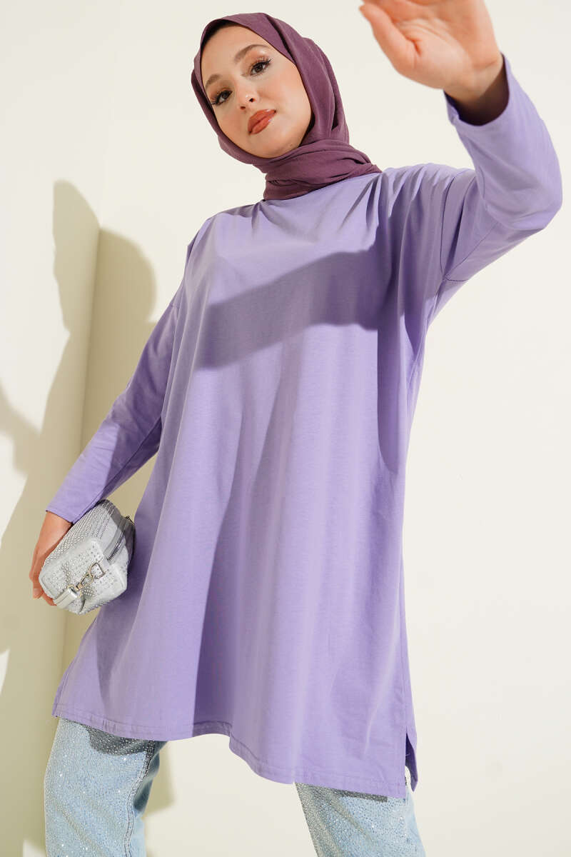 Basic Tunic with Side Slits - Lilac