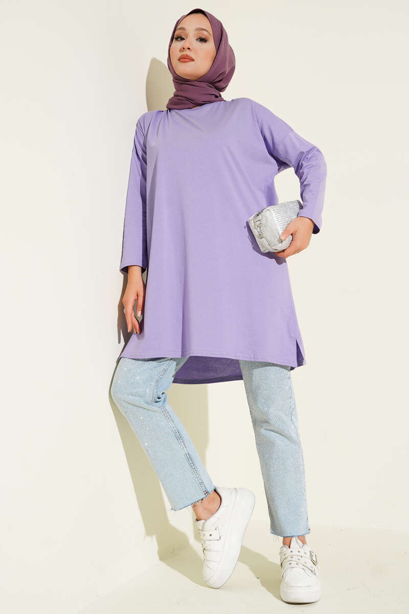 Basic Tunic with Side Slits - Lilac