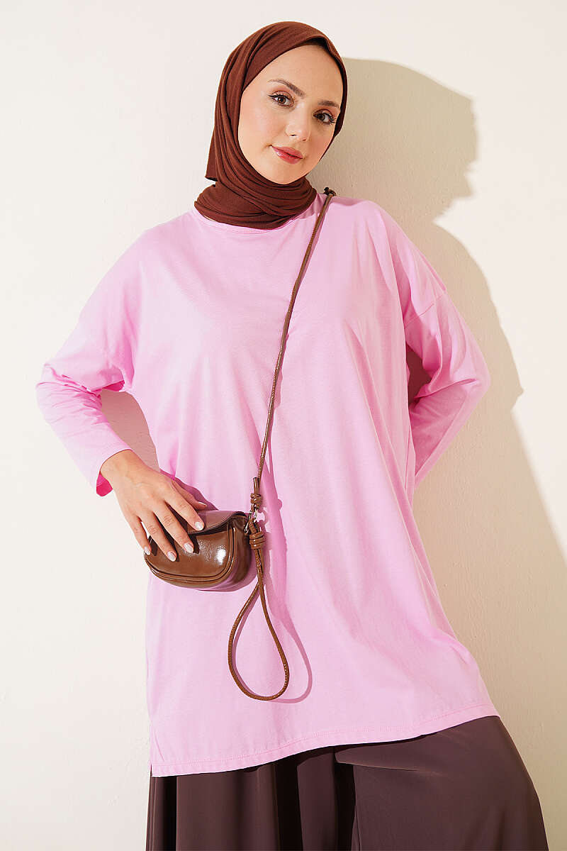 Basic Tunic with Side Slits - Pink