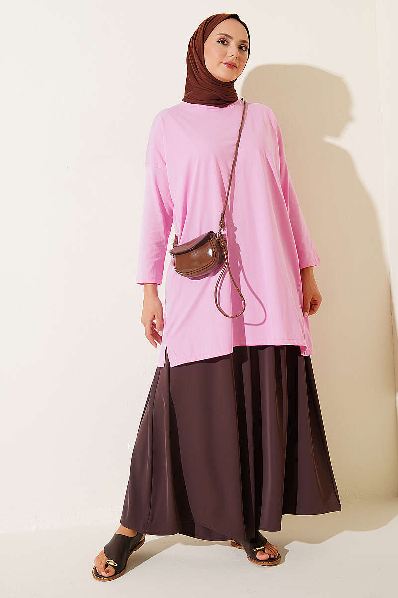 Basic Tunic with Side Slits - Pink