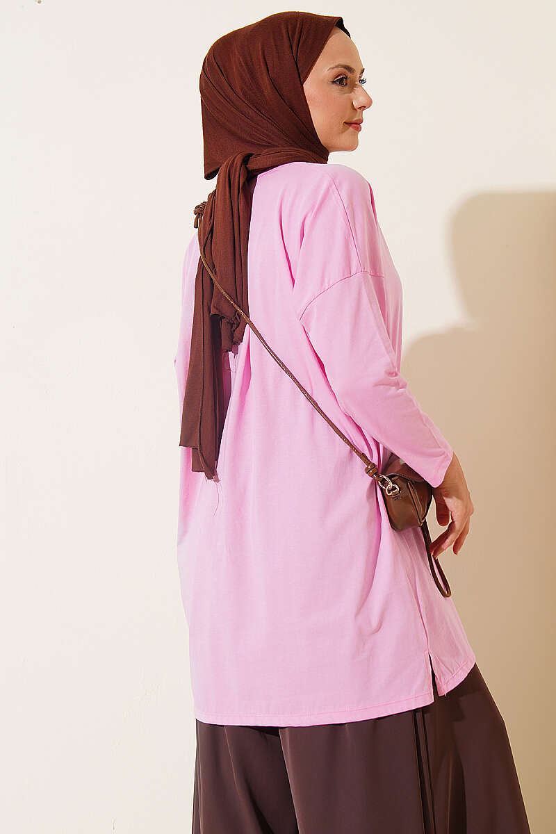 Basic Tunic with Side Slits - Pink