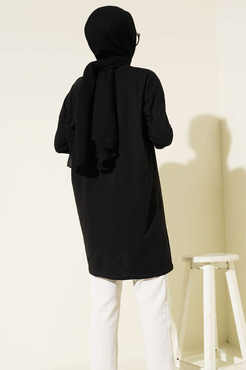 Basic Tunic with Side Slits - Black