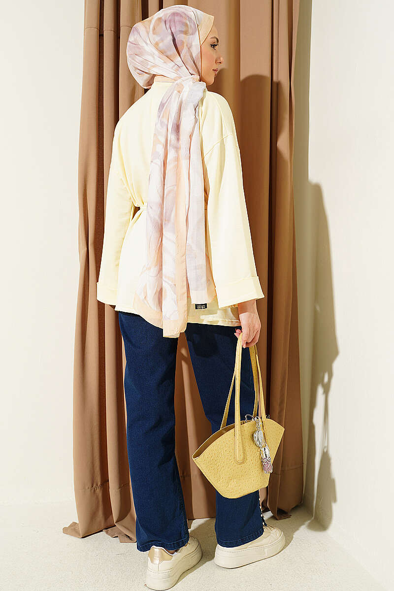 Double-Sleeve Tunic with Side Slits - Yellow