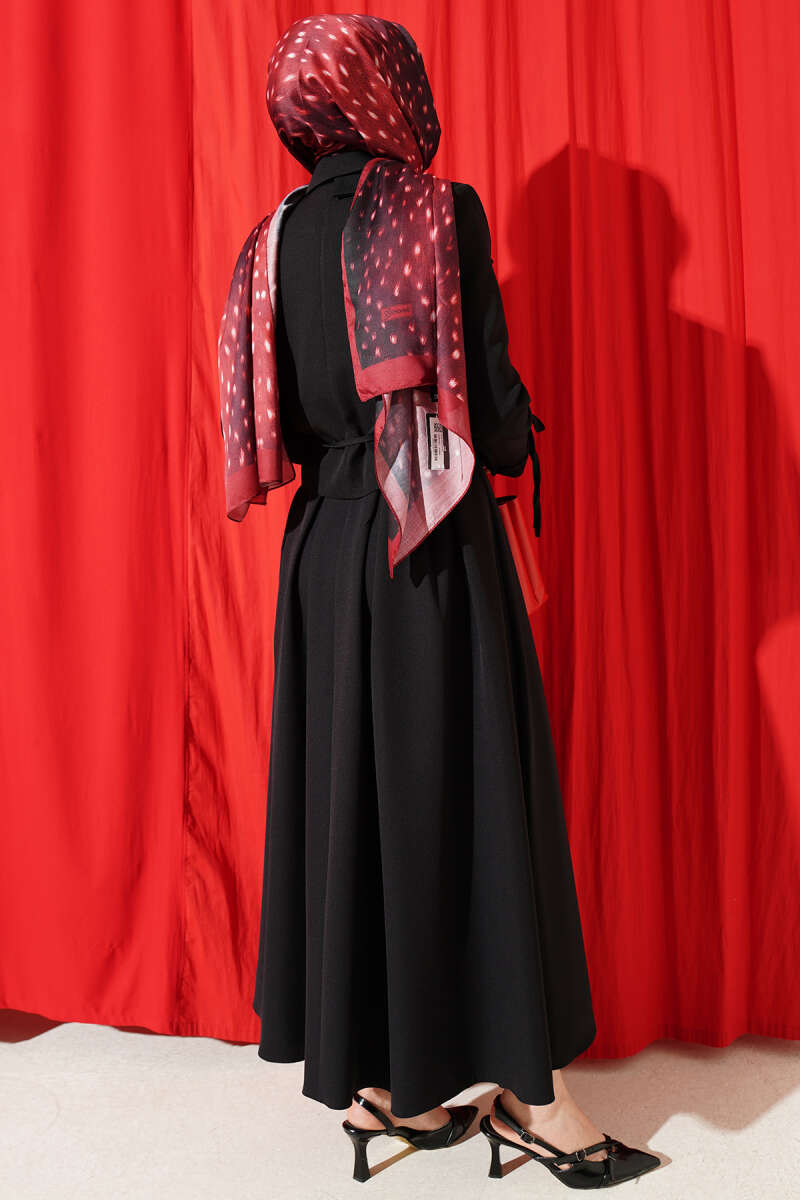 Two-Piece Skirt Set with Side-Tie Jacket - Black
