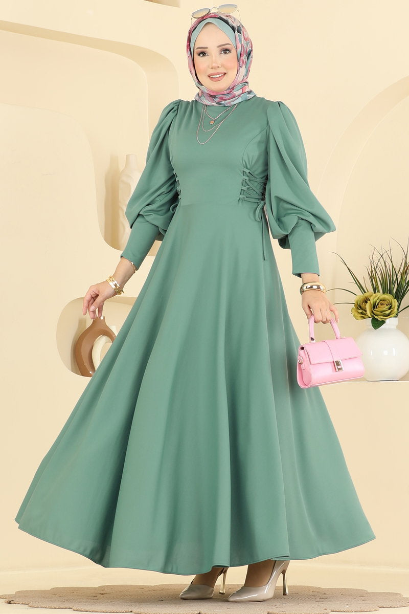 Scuba Dress with Side Tie - Mint