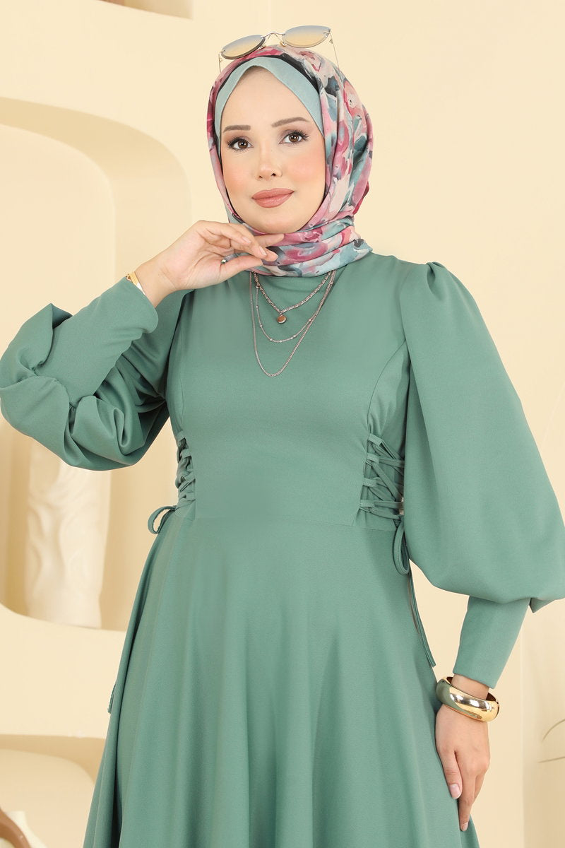 Scuba Dress with Side Tie - Mint