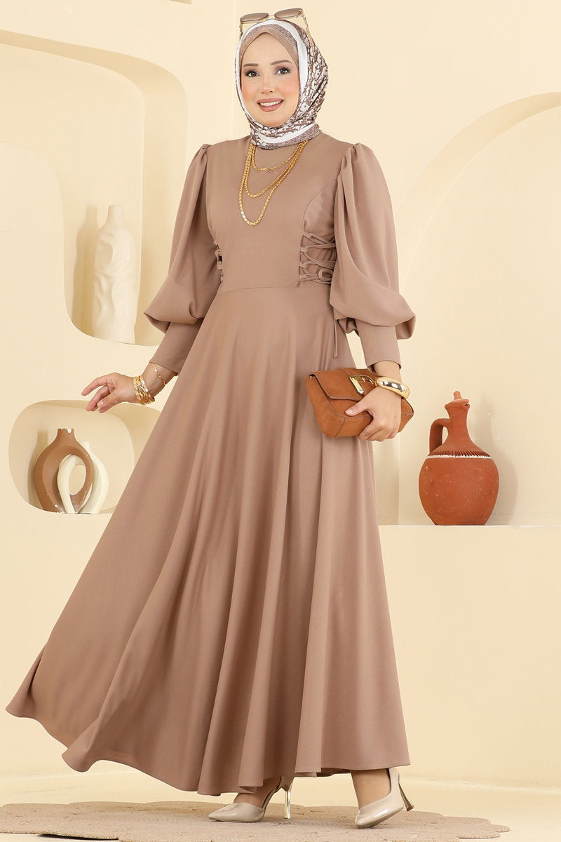 Scuba Dress with Side Tie - Mink