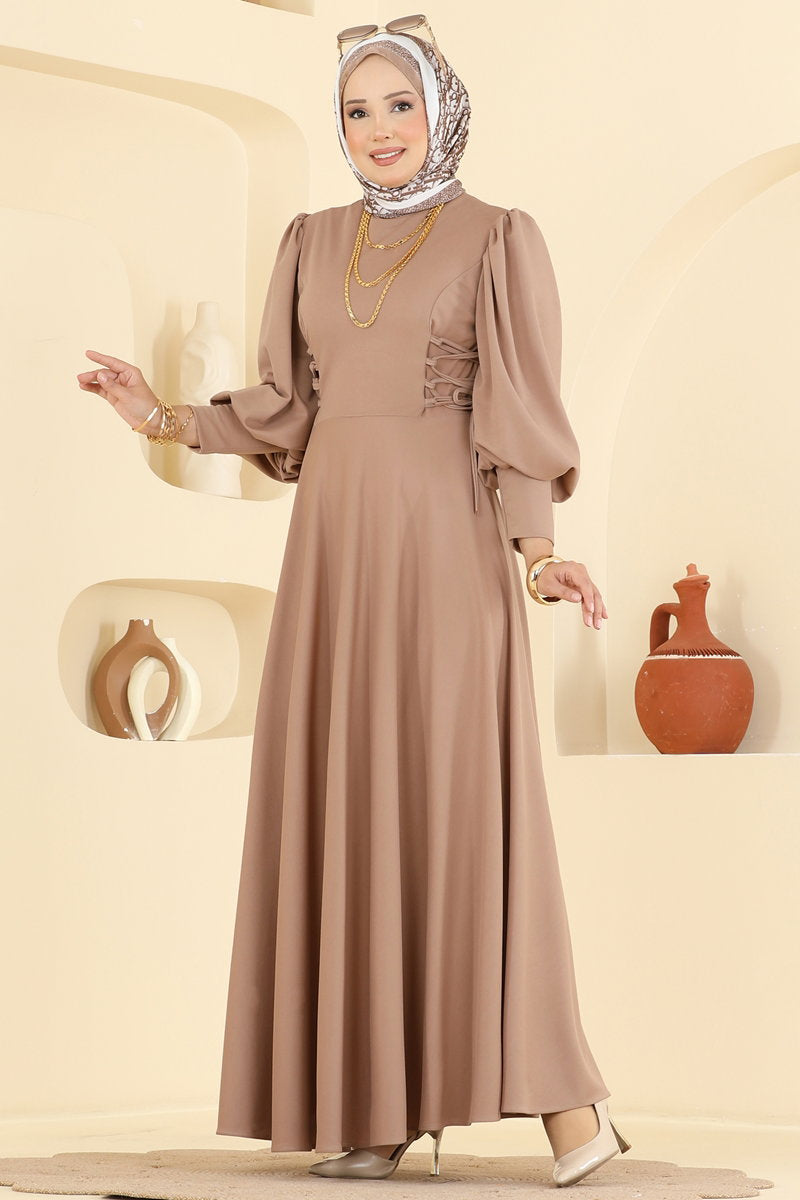 Scuba Dress with Side Tie - Mink