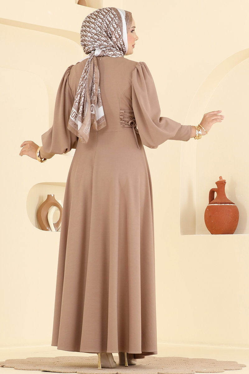 Scuba Dress with Side Tie - Mink